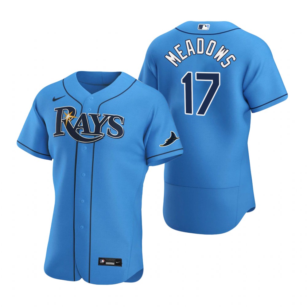 Tampa Bay Rays 17 Austin Meadows Men Nike Light Blue Alternate 2020 Authentic Player MLB Jersey